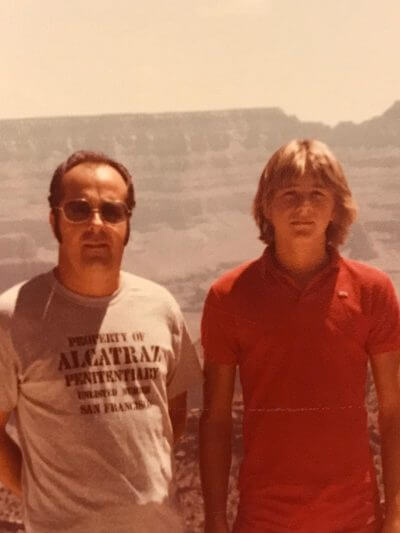 Tim and Vernon at grand canyon in early 1980's. Bali Vegan Book